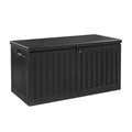 Storage Box Bench 270L Outdoor Lockable Container Large Deck Chest for Tools, Toys, Garden Supplies, and Seating Black 109x51x55cm