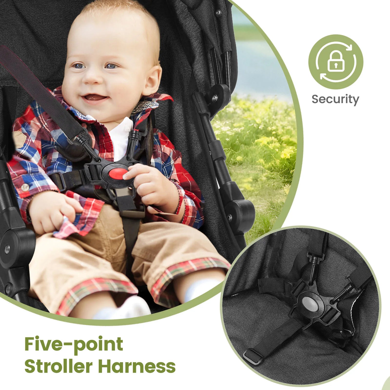 Travel Stroller Lightweight Foldable Portable Pushchair with Reclining Seat, Storage Basket and Canopy Black