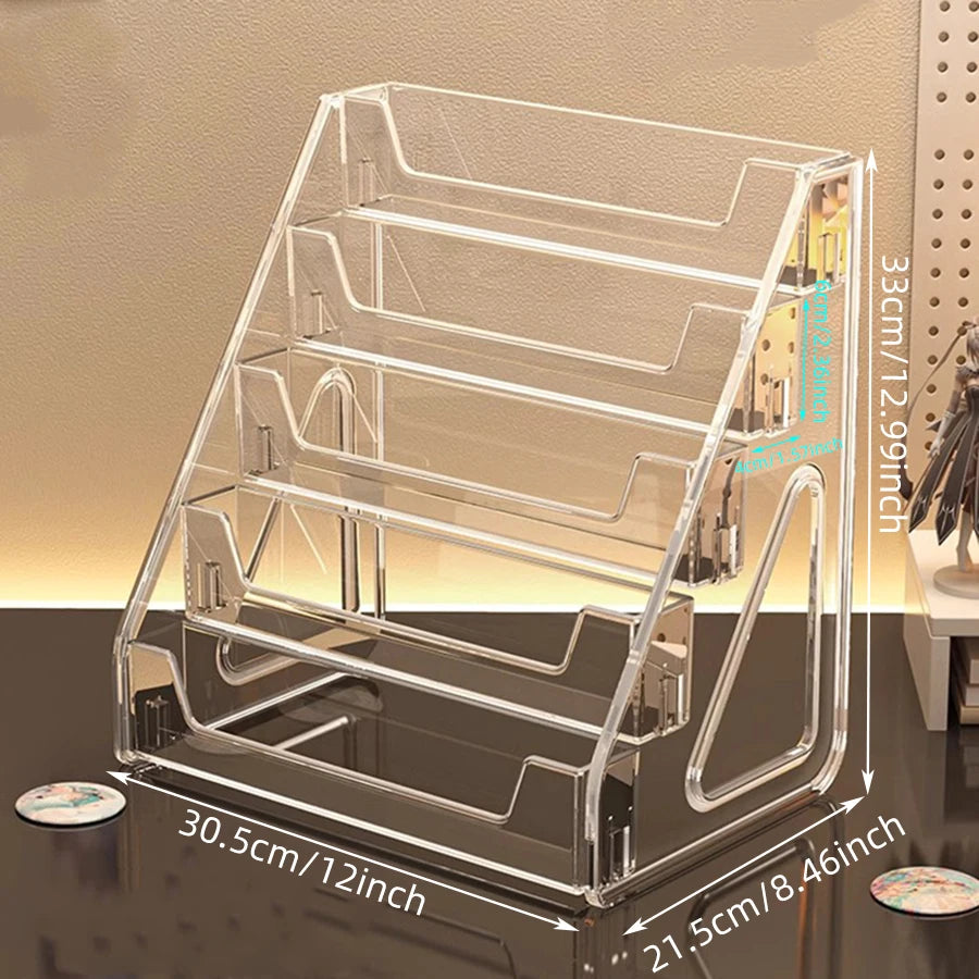 5 Tier Transparent Desktop Card Display Rack Greeting Card Organizer Storage Stand for Gift Shop Flower Shop 30.5 × 21.5 × 33cm