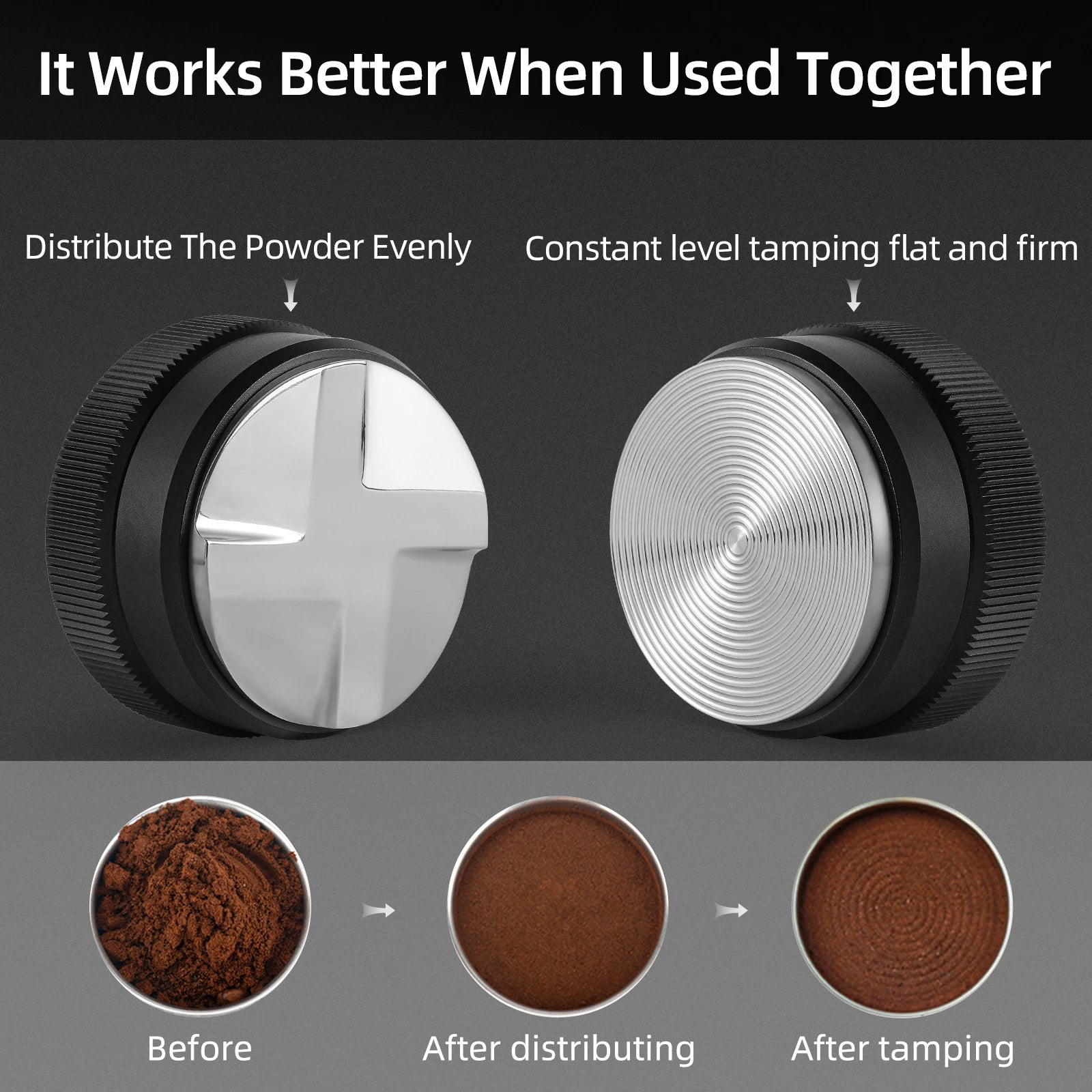 51mm Coffee Distributor Leveler with Cleaning Brush Professional Espresso Barista Tool Set Stainless Steel