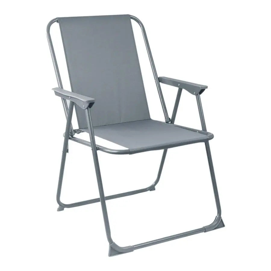 Folding Deck Chairs Pack of 2 Grey Metal Outdoor Patio Seats Lightweight Portable For Beach, Picnic, Garden, Camping Gray 53x78.5cm