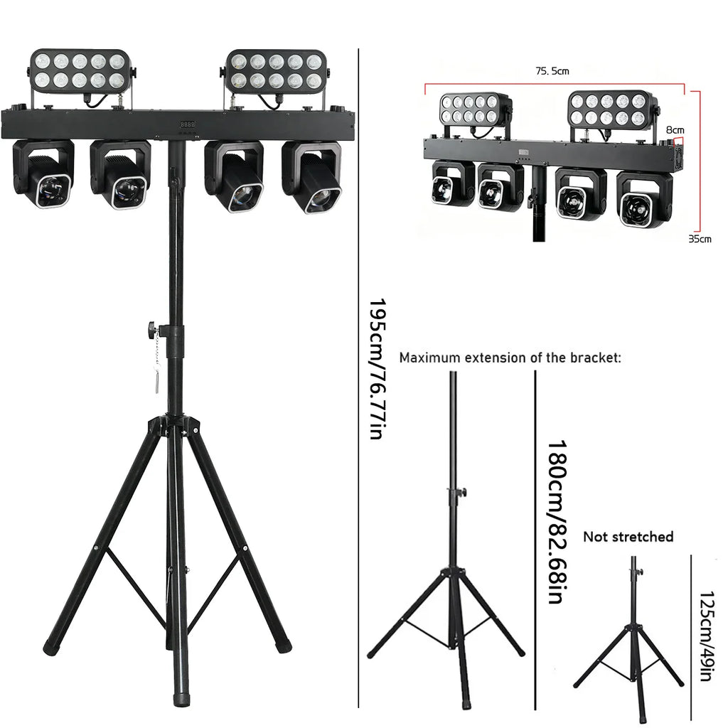 400W LED Stage Light RGBW DMX512 DJ Club Event Lighting Sound Activated Dimming Party Lamp 100-240V AU Plug 195x75.5cm