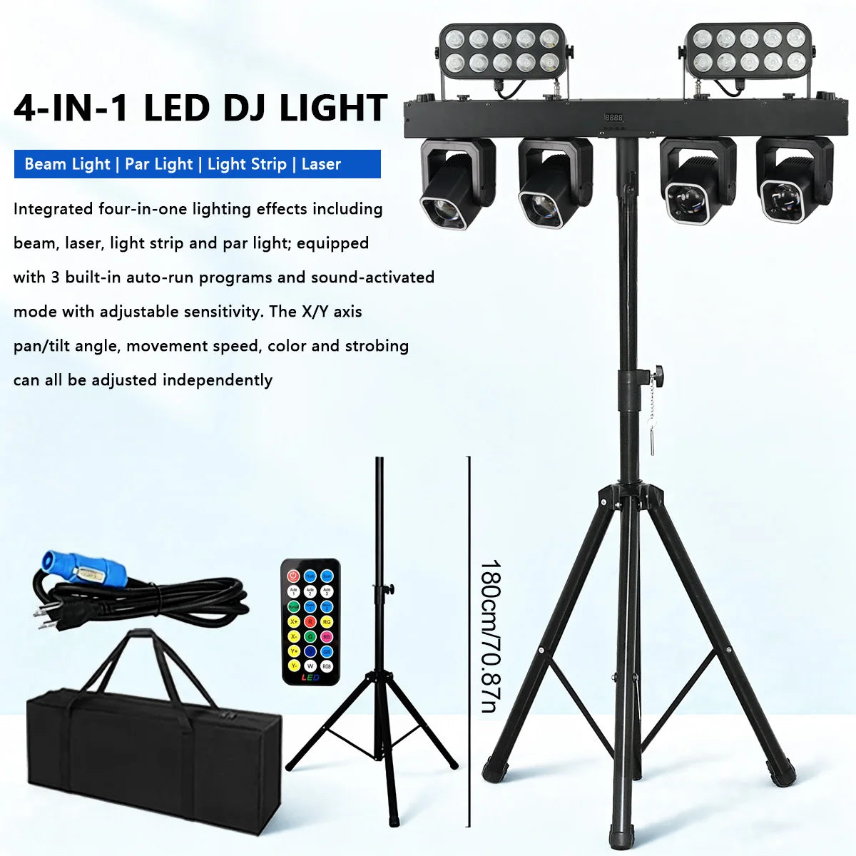 400W LED Stage Light RGBW DMX512 DJ Club Event Lighting Sound Activated Dimming Party Lamp 100-240V AU Plug 195x75.5cm