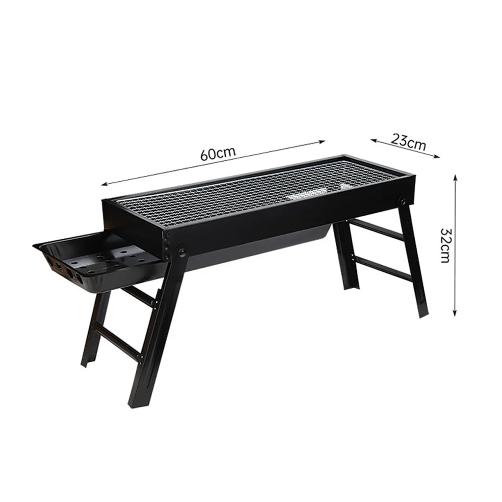 Charcoal BBQ Grill Portable Foldable Smoker Barbecue Outdoor Cooking Set for Camping Picnic Backyard Use 60x23x32cm