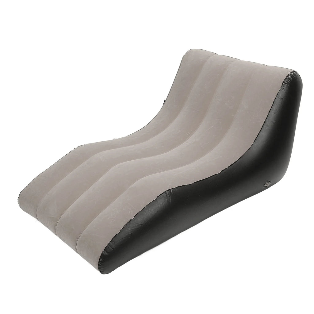 Inflatable Sofa Chair PVC Flocked Portable Blow Up Couch for Indoor Outdoor Living Room Camping Travel Use brown 138x78x66cm