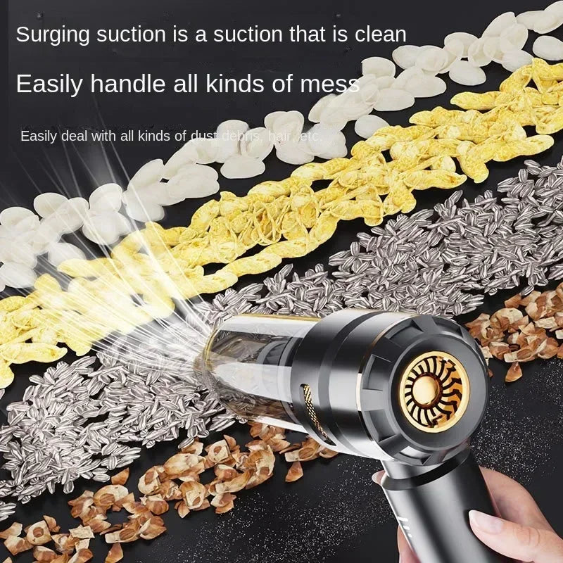 High Power Cordless Car Vacuum Cleaner Handheld Wireless Air Duster Brushless Motor Cleaning Machine 2 HEPA Black