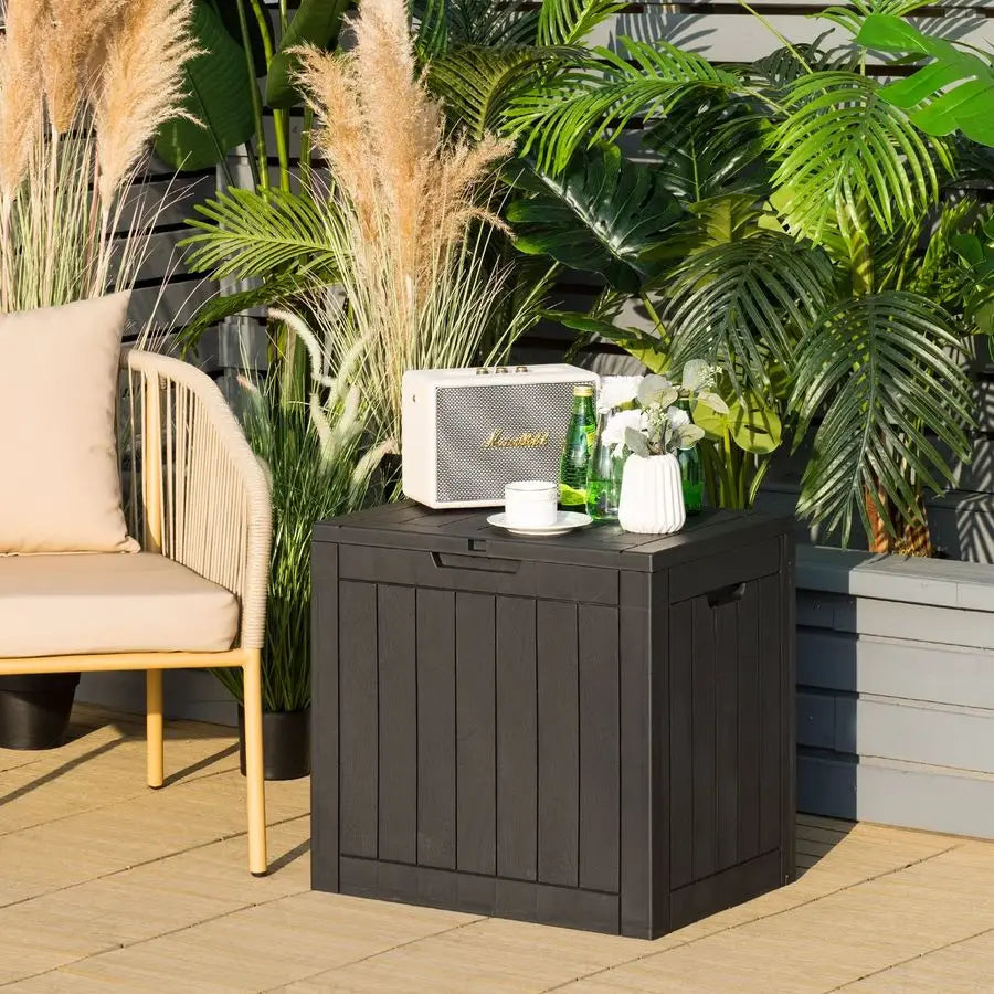 Storage Box 118L Indoor Outdoor with Lockable Lid Weather Resistant Patio, Garden, Tools and Cushion Storage Black 53x43x56cm