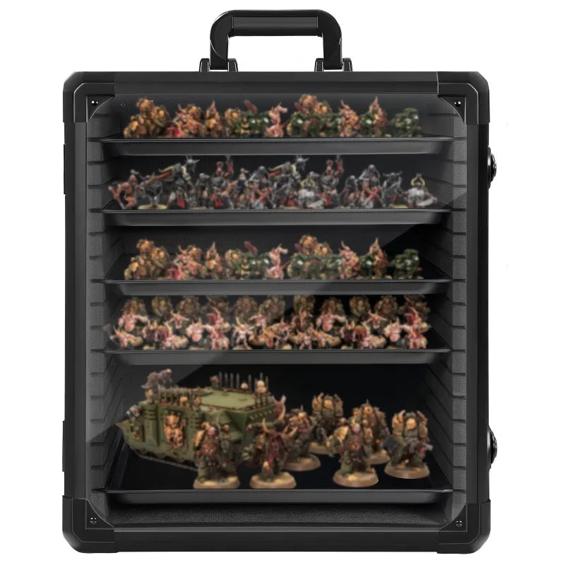 Large Stackable Figure Display Case Lockable Transparent Cabinet for Dolls & Collectibles Black 36 × 28 × 43.2cm