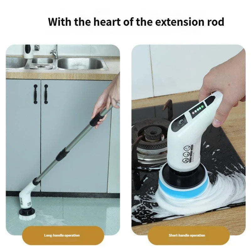 9 in 1 Electric Cleaning Brush Multifunction Rotating Scrubber Bathroom Floor Corner Gap Shower Glass Cleaner Tool