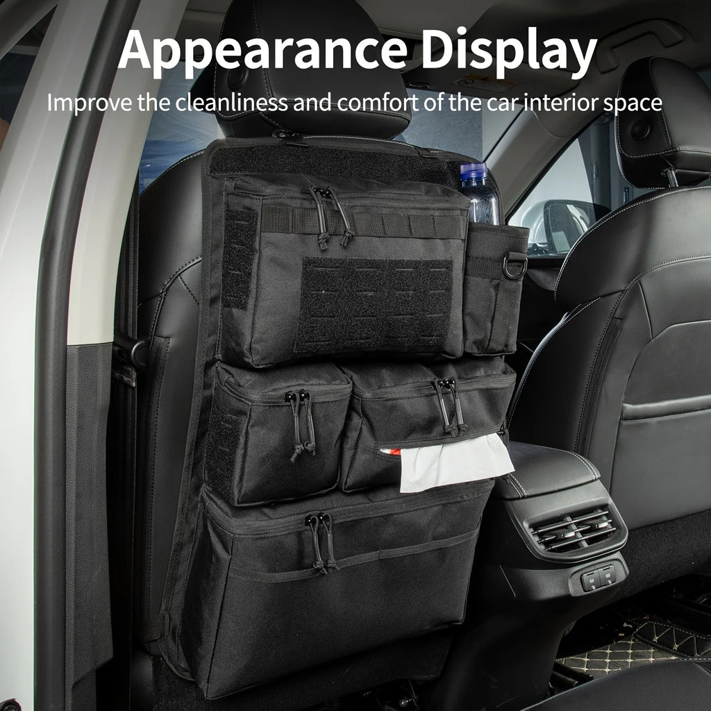 Multifunctional Car Rear Seat Storage Bag Tactical Luggage Organizer Hanging Backseat Organizer Black Travel Bag