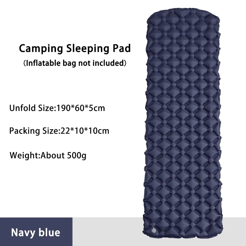 Camping Inflatable Mattress Folding Sleeping Pad Tent Air Mat Travel Bed Picnic Blanket Outdoor Camping Equipment Navy Blue 190×60x5cm