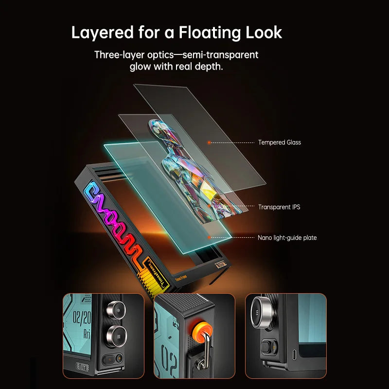 25.6cm Smart Digital Display with HD Screen, Customisable Clock, Weather, Calendar and App Control – Black