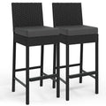 Outdoor Bar Stools Set of 2 Patio Bar Stools Garden Bar Stools  Weather-resistant Armless With Seat Cushions Black 40x50x103cm