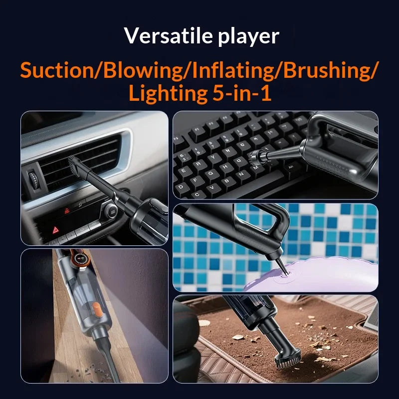 Wireless Car Vacuum Cleaner One Button Dust Dump High Power Portable Mini Handheld Vacuum Cleaner Strong Suction Silver Orange