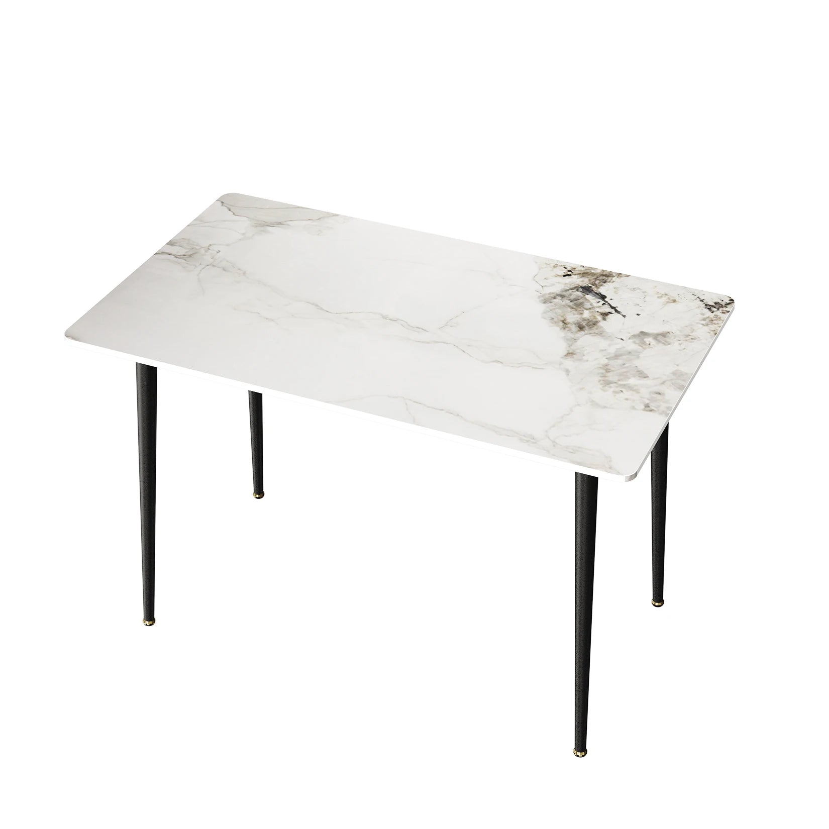 High Gloss Marble Dining Table 4-6 Seat Rectangular Kitchen and Restaurant Table White Emerald 120 × 70 × 76cm