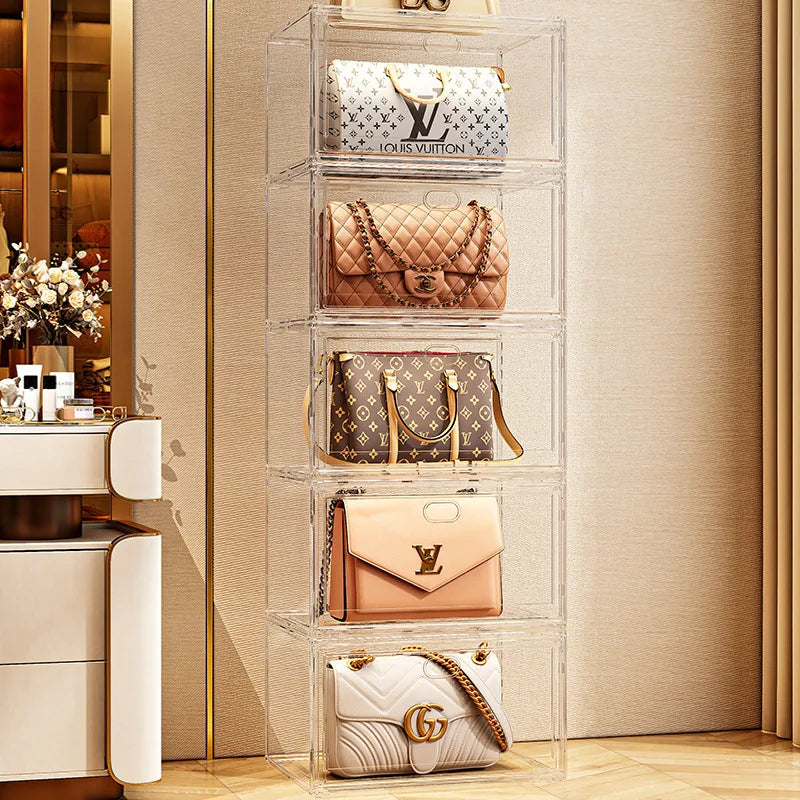 Large Sneaker Organizer Box Thickened Transparent Shoe Storage Box Magnetic Closure Stackable Multi Layer Organizer 36×27×21cm
