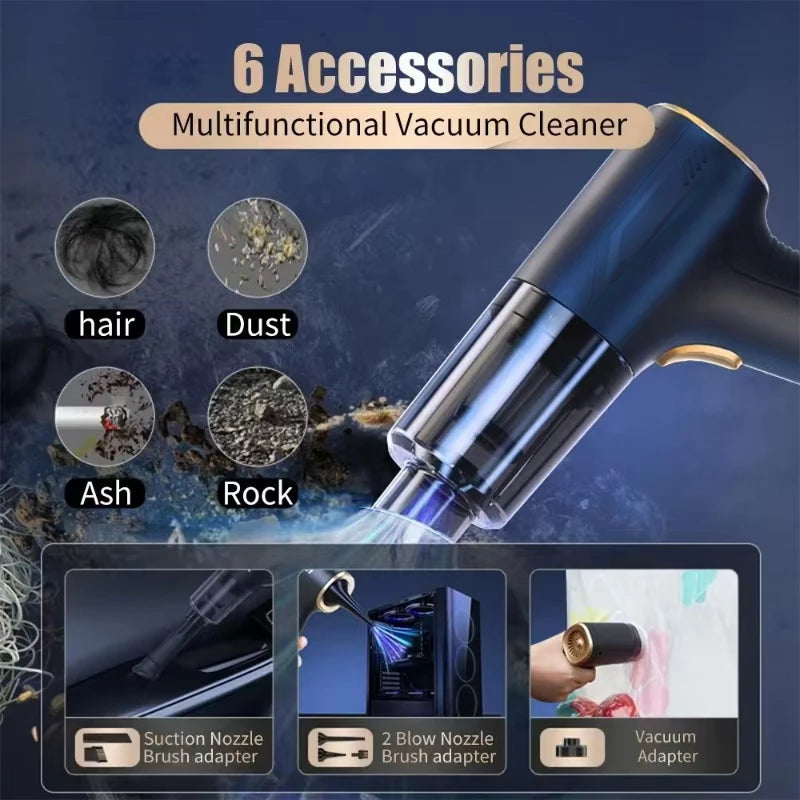 98000Pa Cordless Car Vacuum Cleaner Powerful Suction Handheld Portable Wireless Cleaning Machine Home Appliance Pro 4 HEPA Bag