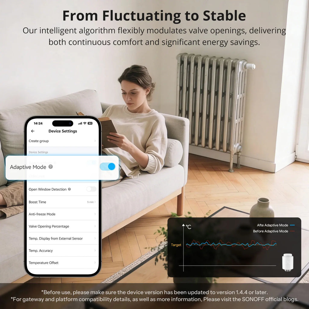 3PCS TRVZB Smart Thermostatic Radiator Valve Home Heating Frost Protection Remote Group Control eWeLink Alexa 59.4×59.4×95mm