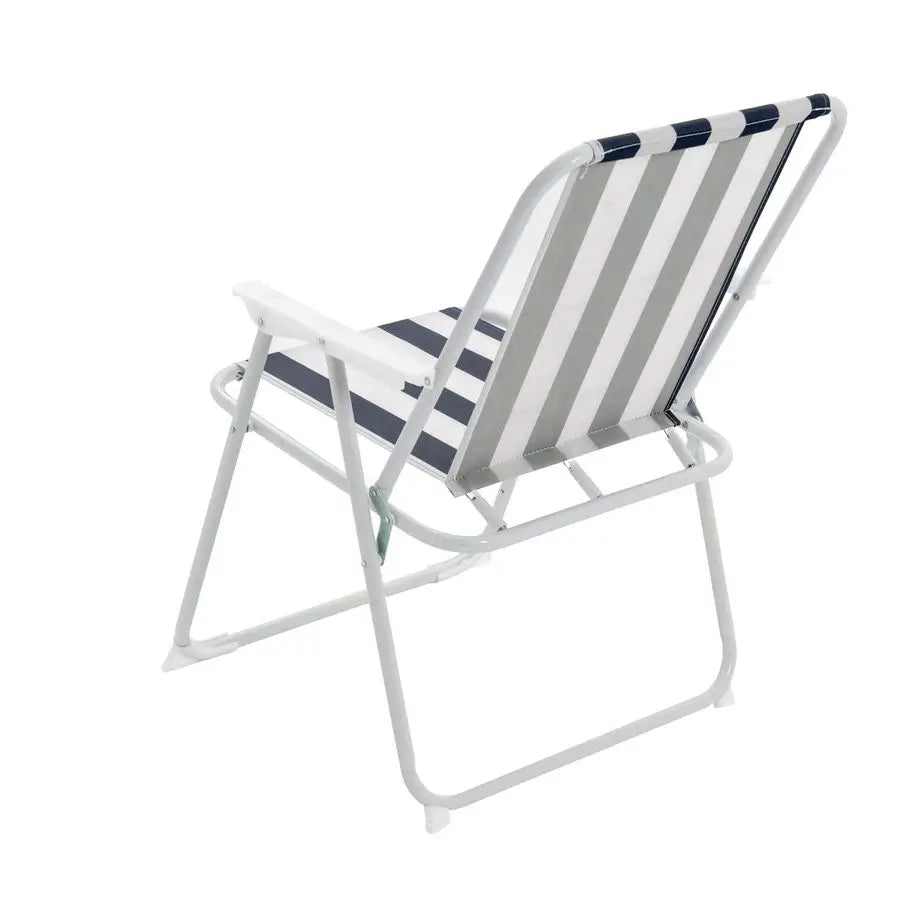 Folding Beach Chair Camp Chair Outdoor Chair for Adults Pack of 2 Blue Stripe Lightweight For Beach, Garden, Camping, Picnic 53 x78.5cm