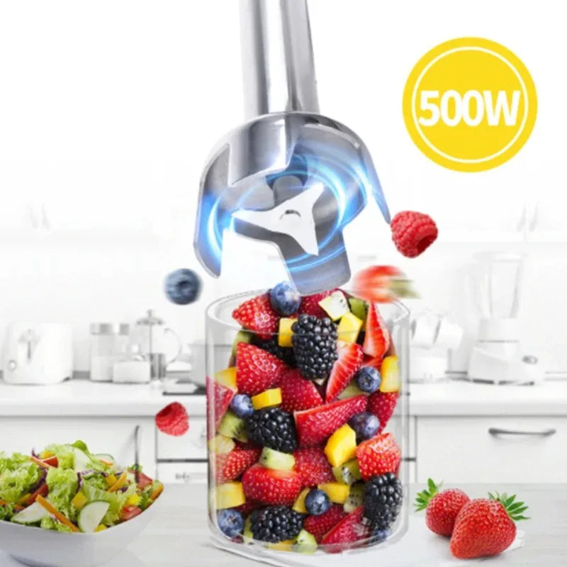 Hand Stick Blender Set 500W Electric Immersion Mixer with Stainless Steel Blade for Smoothies, Soups and Baking