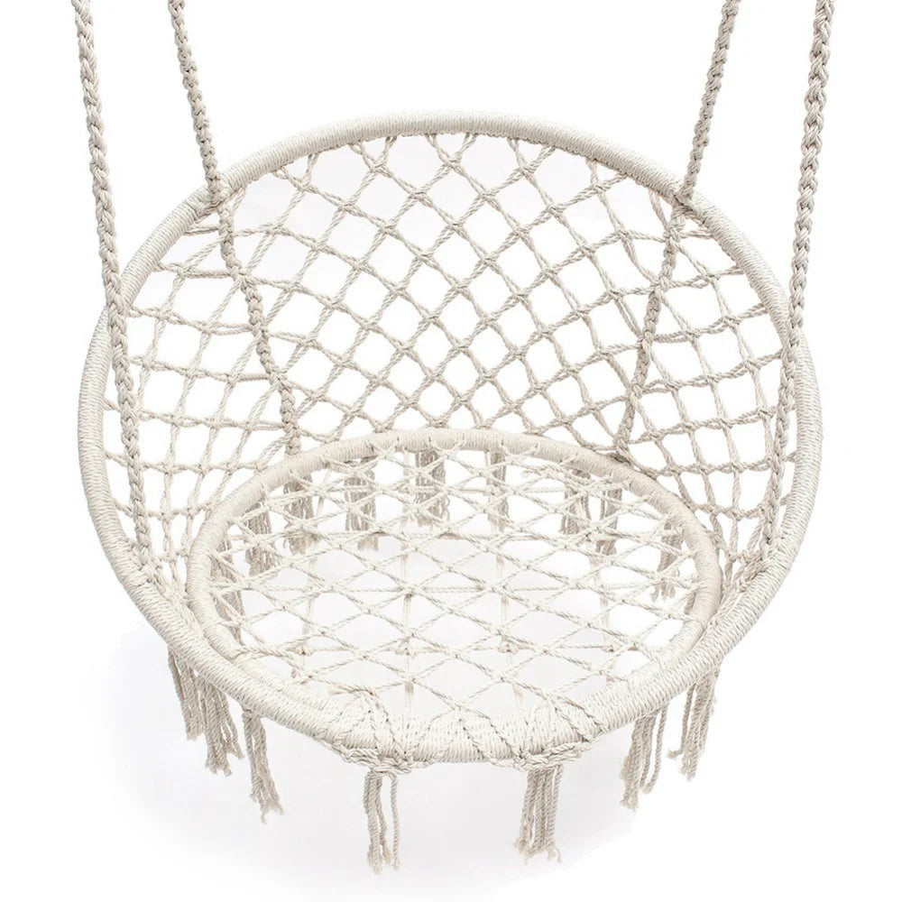 Deluxe Hammock Chair  Cotton Swing Bed Relax Outdoor Hanging Indoor Pretty Beige