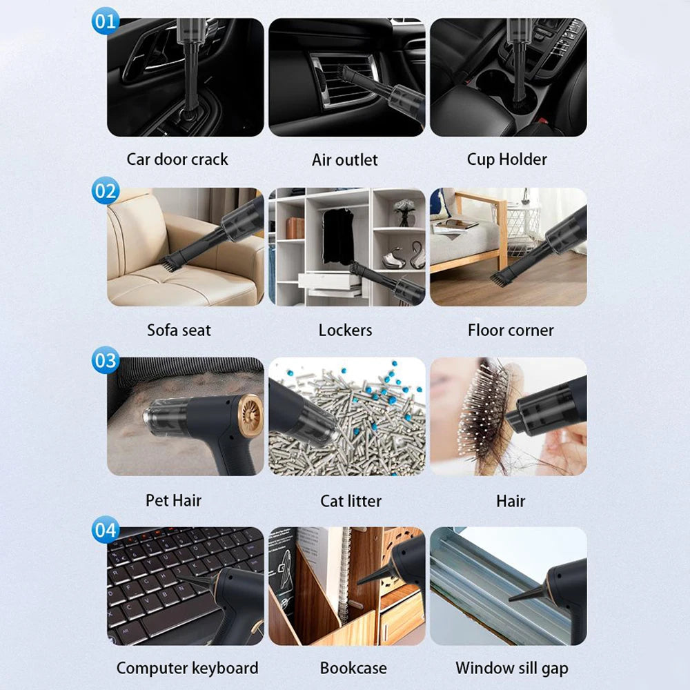 98000Pa Cordless Car Vacuum Cleaner Powerful Suction Handheld Portable Wireless Cleaning Machine Home Appliance Pro 2 HEPA