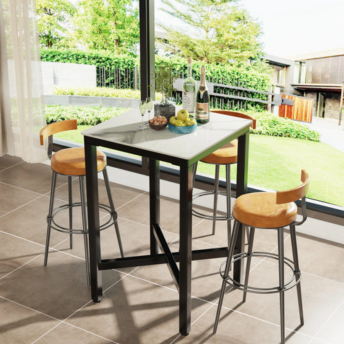 Bar Table 70x70x105cm Square Top Kitchen Table Restaurant Pub or Club Marble Look