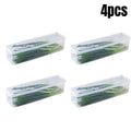 4PCS Refrigerator Storage Boxes with Lids Plastic Fresh Keeping Containers Food Organizer for Scallions Eggs Noodles 25.5 × 7.5 × 5.2cm