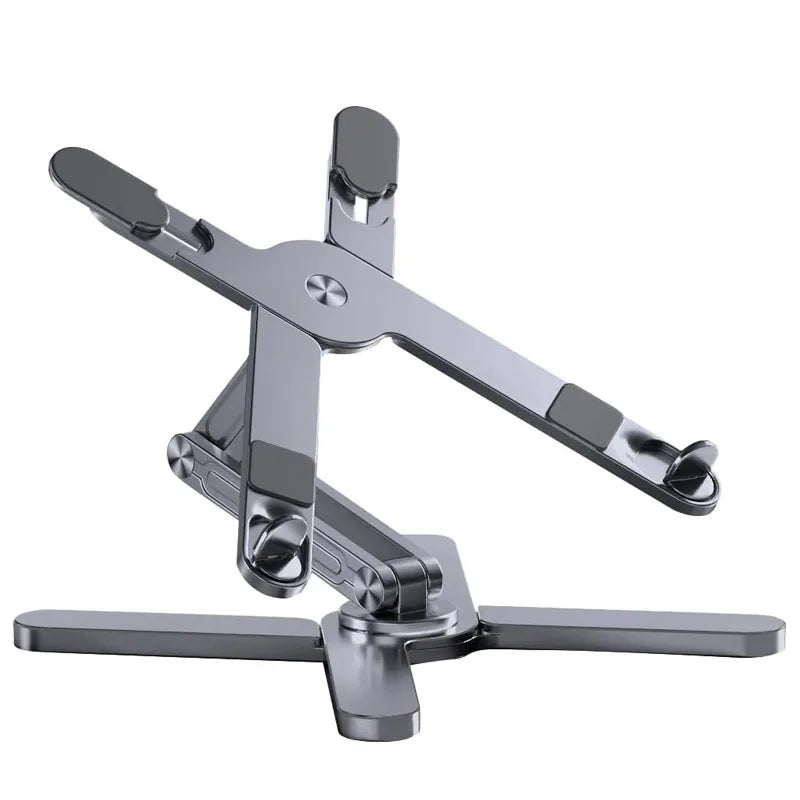 Foldable Laptop Stand 360° Rotation Aluminum Alloy Notebook Holder Portable Tablet Bracket Cooling Heat Dissipation Gray
