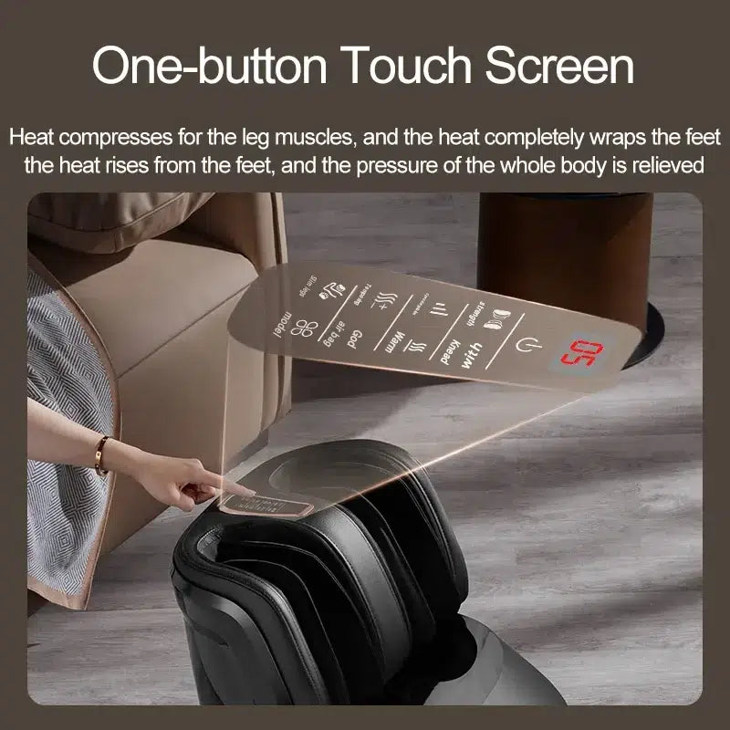 Electric Foot Massager Machine Air Pressure Heat Vibration Roller Kneading Leg Foot Full Wrap Massage Therapy Device Black AU