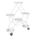 Plant Stand 6 Tier Metal Flower Pot Display Rack with Rolling Wheels Indoor Outdoor Plant Shelf White 73.5x30.5x84.5cm