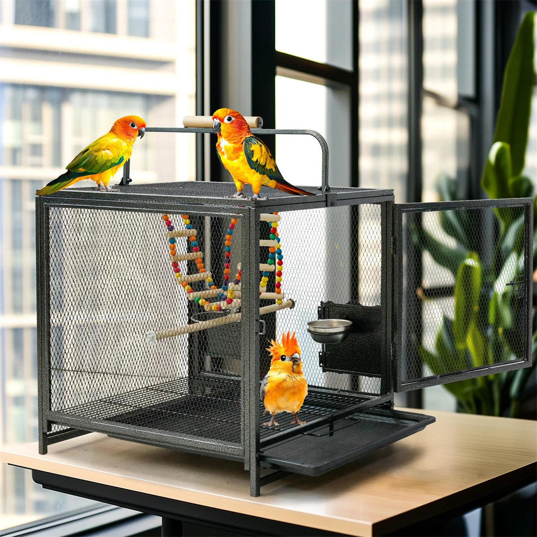 Bird Cage Large Metal Birdcage 58x46x56cm Indoor Pet Cage with Tray & Perches