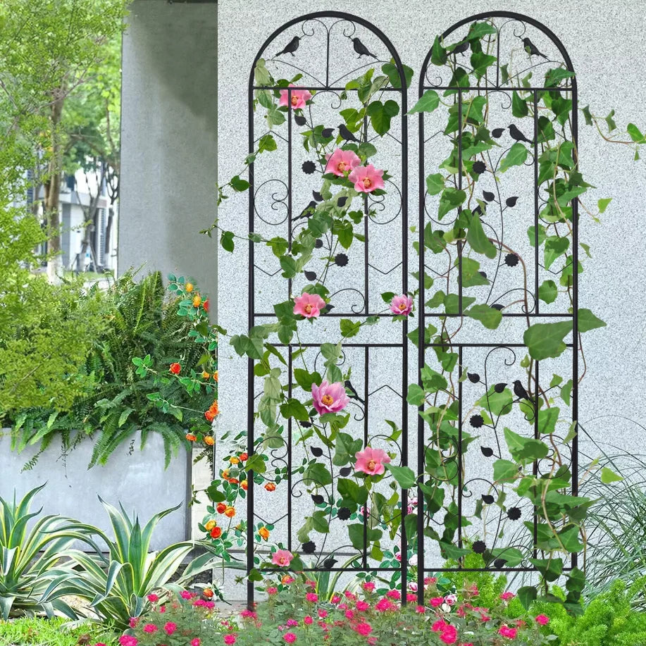 Garden Trellis Set of 2 Outdoor Privacy Trellis Climbing Plant and Vine Support For Vegetables and Flowers 50x210cm Black