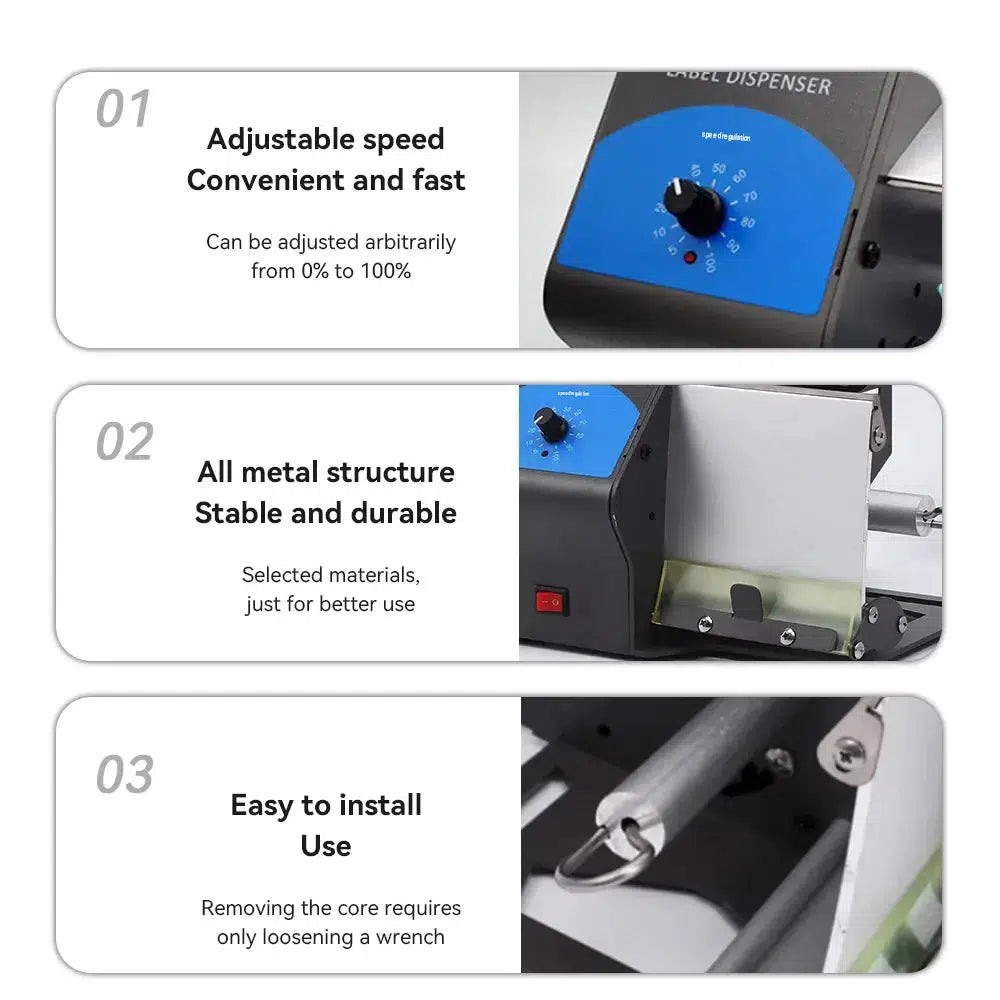 Automatic Label Peeler Electric Label Dispenser Adjustable Speed Barcode Shipping Packaging Label Remover Machine 22.1×17.9×17cm