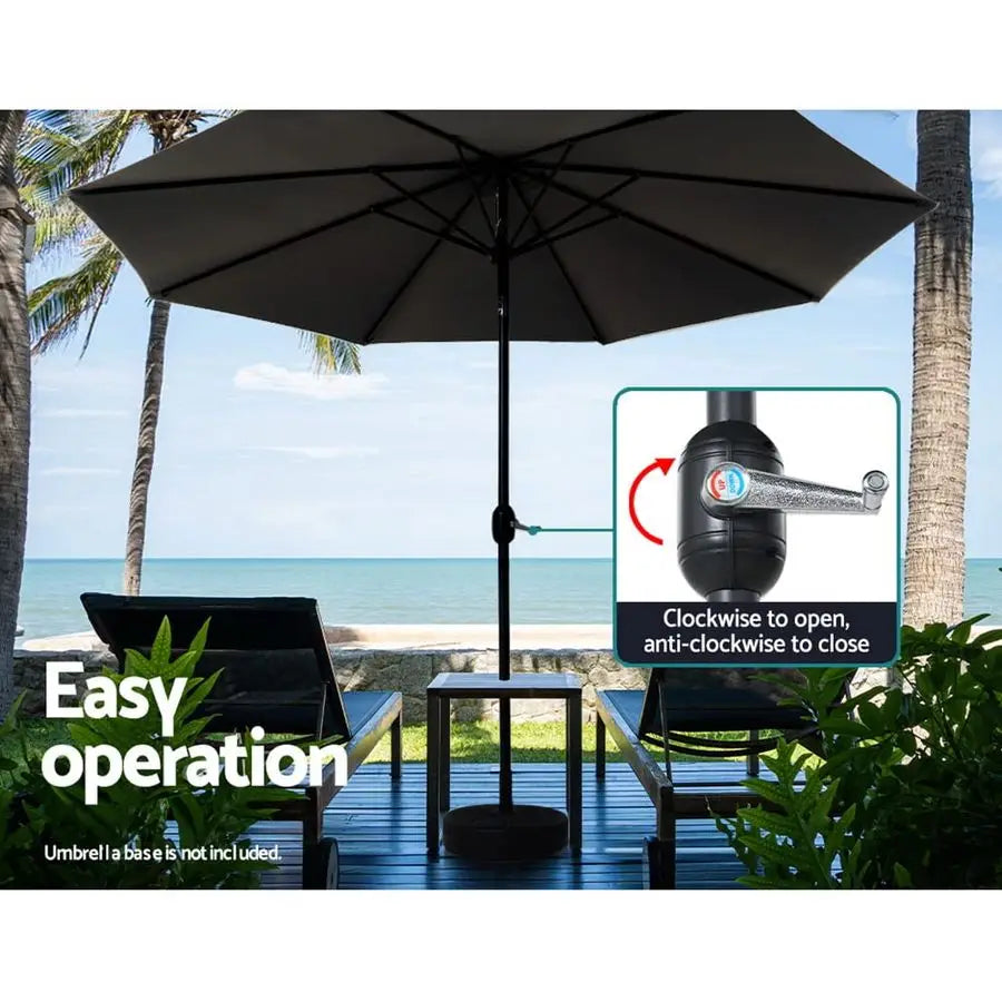 Outdoor Umbrella Table Umbrella Water-Resistant Steel Frame Suitable for Beach, Garden, Patio Black Ø3m