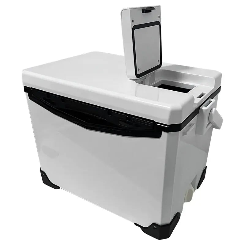 10L Fishing Cooler Box Tackle Storage Case Outdoor Fish Tank Gear Box with Air Holes Window Cover Portable 32.5 × 21 × 30.5cm