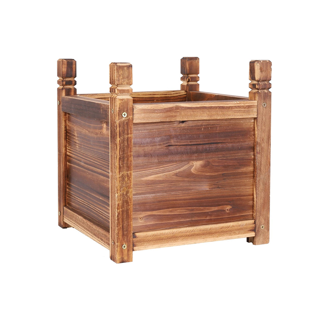 Wooden Raised Garden Bed Planter Box Flower Bed Elevated Garden Bed Raised Planter 30 x 30 x 38 cm Dark Brown