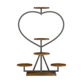 Flower Display Rack Multi-Layer Heart-Shaped Plant Stand Indoor/Outdoor Floral Stand Suitable for Living Room and Balcony Black & Brown 45x24x105cm