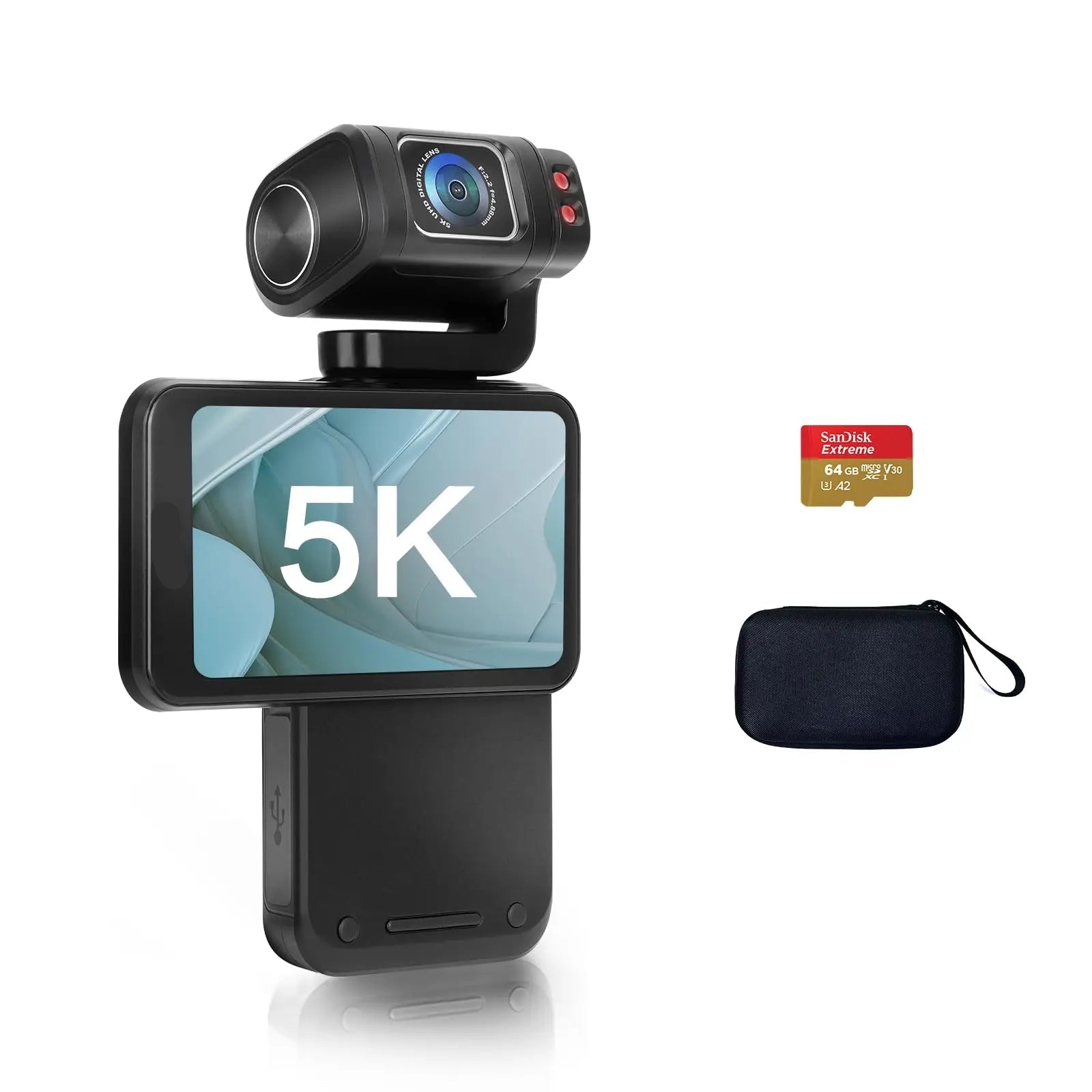 5K Digital Camcorder 30FPS Vlogging Camera with Image Stabilization and Large Display Screen