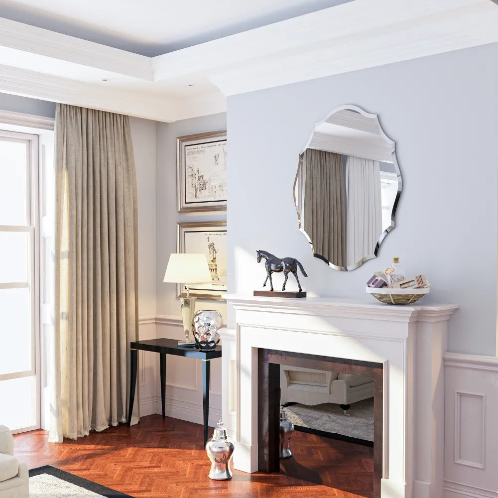 Frameless Wall Mirror 56x71cm Silver Beveled Edge Decorative HD Vanity Mirror Home