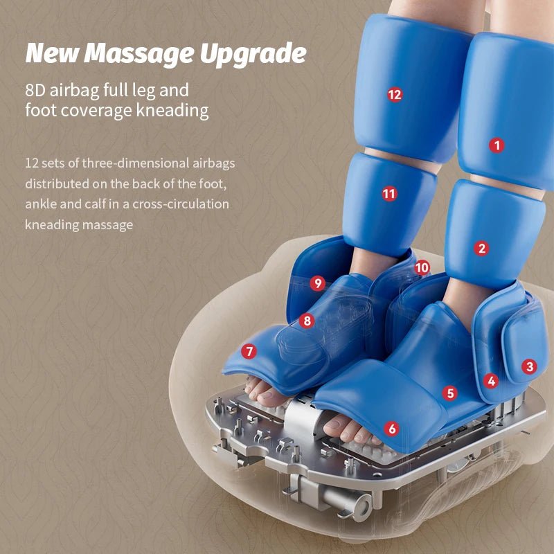 Electric Foot Massager with 8D Kneading Rollers Air Compression Heating Foot & Calf Massager AU Plug Silver