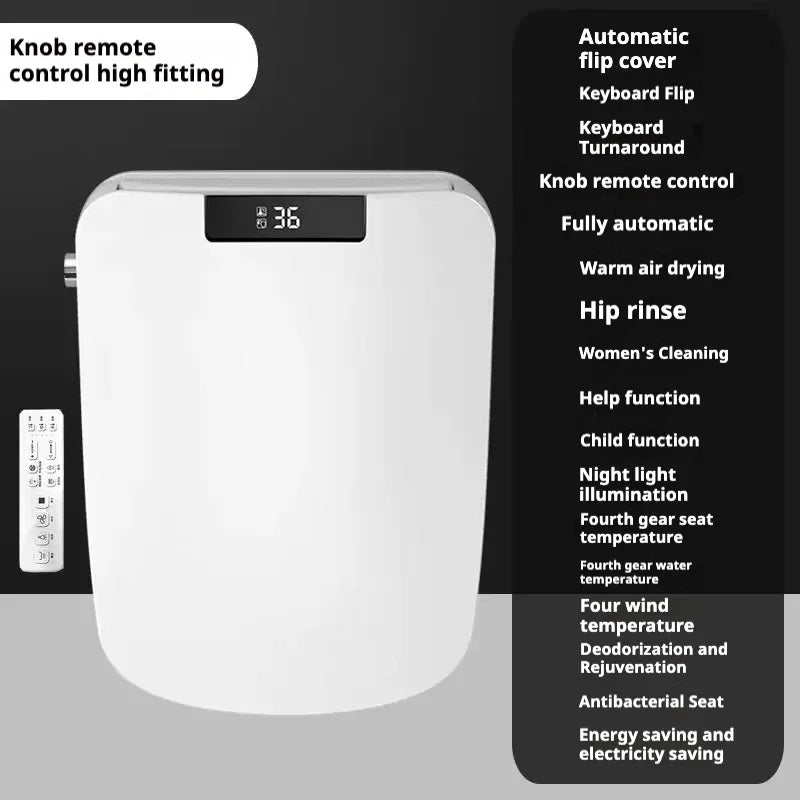Smart Toilet Seat 51cm Square Electronic Bidet Seat with Heated Wash Drying and Auto Open Lid 110-130V