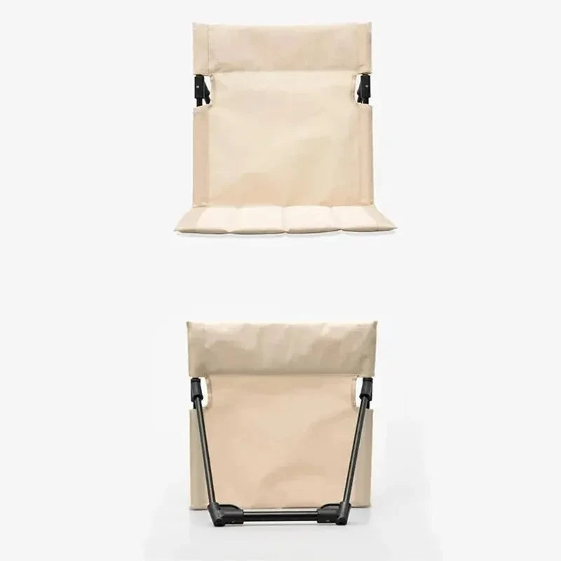 Camping Chair Foldable Outdoor Chair with Backrest Portable for Garden, Picnic, Beach Beige 51x24cm