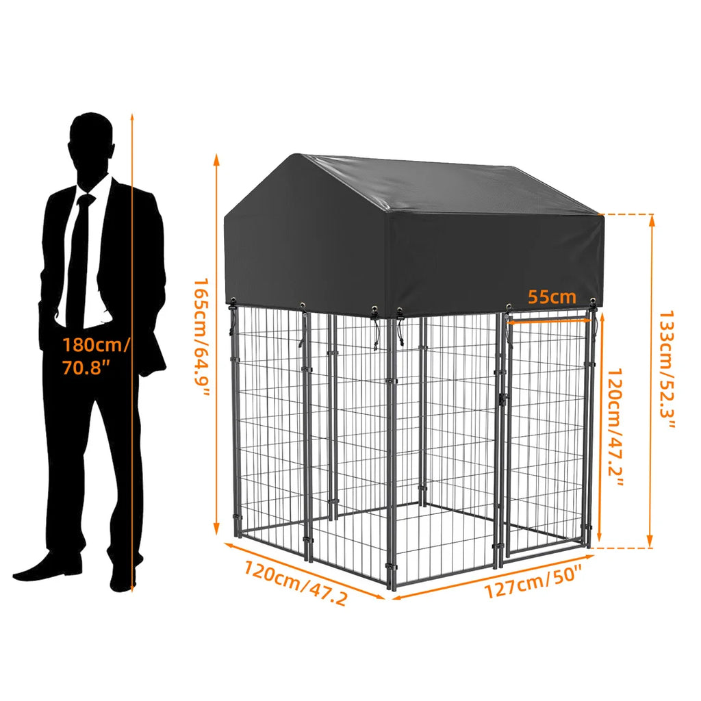 Heavy Duty Dog Kennel Welded Metal Playpen Large Animal Cage for Outdoor And Indoor Use Pet 127x120x165cm