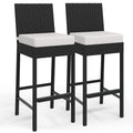 Outdoor Bar Stools Set of 2 Patio Bar Stools Weather-resistant Armless With Seat Cushions Black 40x45x103