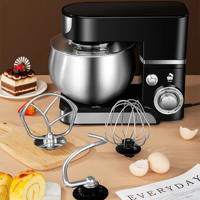 5L Stainless Bowl Electric Stand Mixer Food Blender Egg Whisk Cream Beater Cake Dough Kneading Machine Black AU Plug