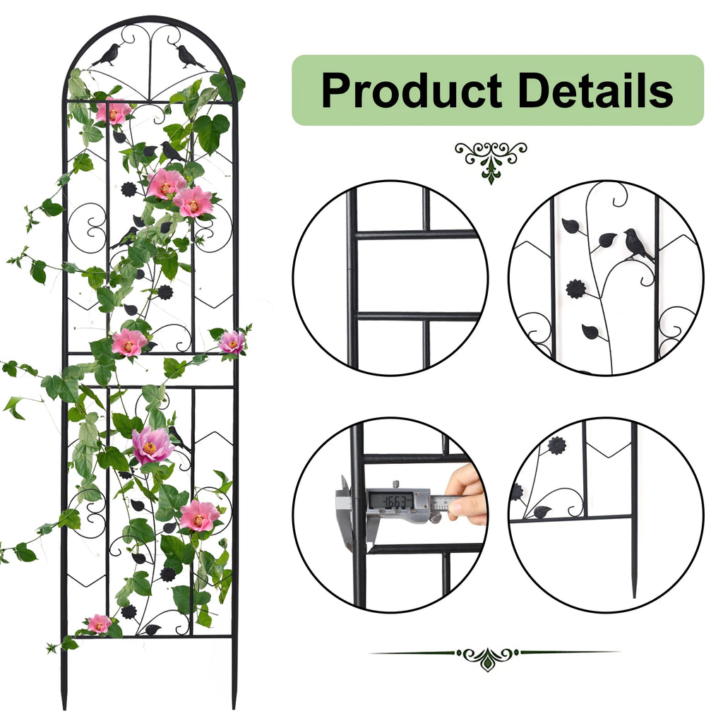 Garden Trellis Set of 2 Outdoor Privacy Trellis Climbing Plant and Vine Support For Vegetables and Flowers 50x210cm Black
