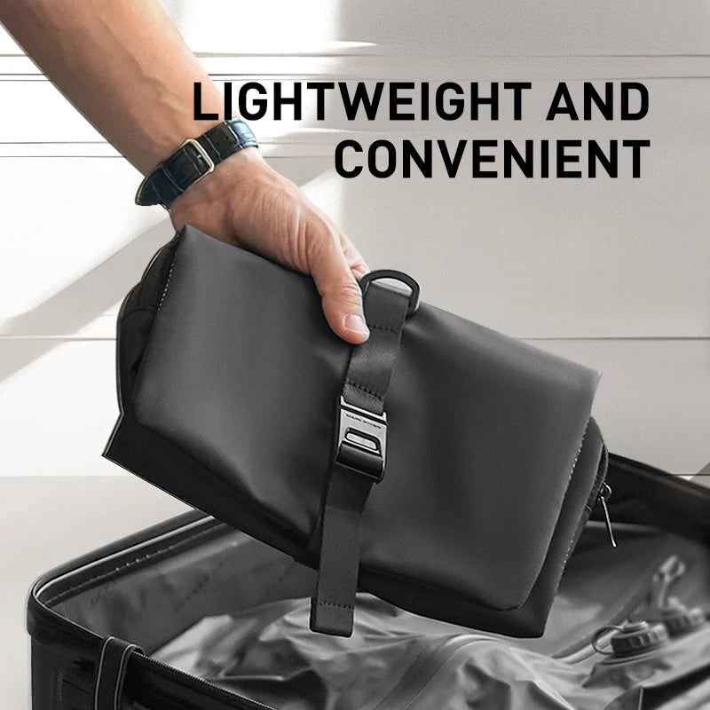 Hanging Travel Toiletry Bag Foldable Water Resistant Dopp Kit Cosmetic Organizer with Hidden Hook Black 26 × 16 × 7cm