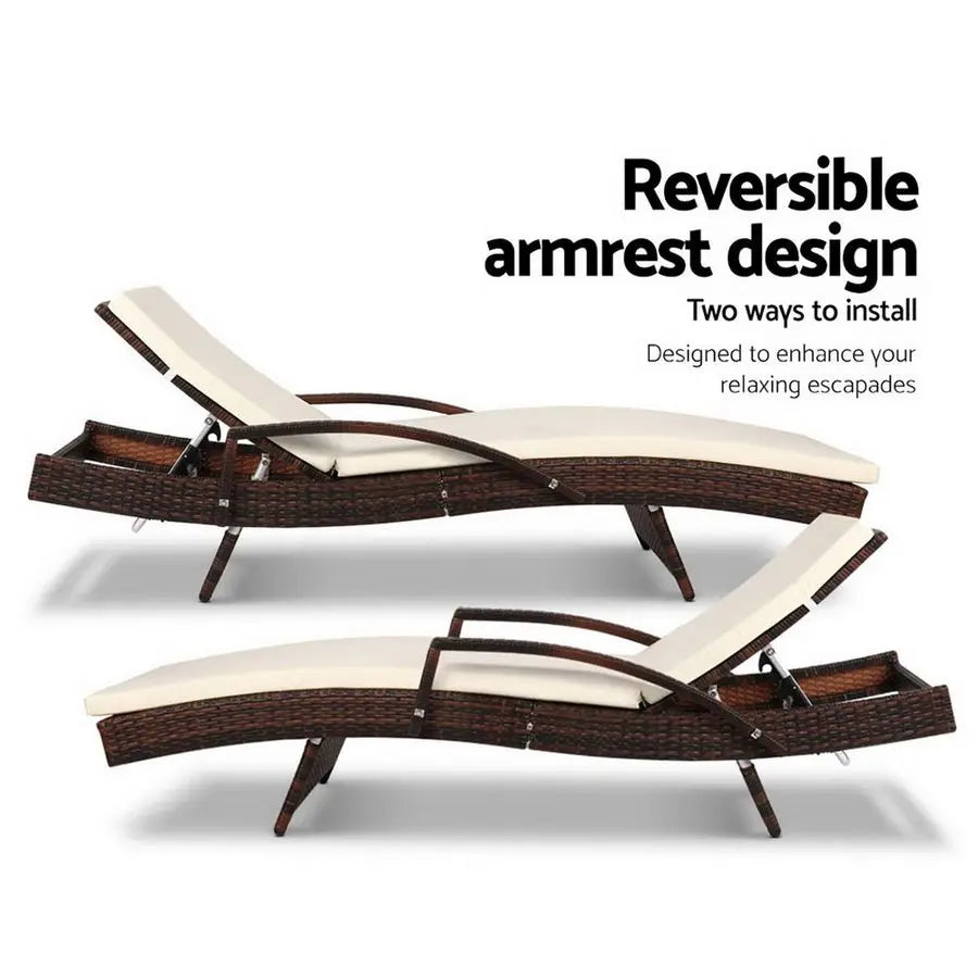 Beach Lounger Sun Lounger Sunbed 119cm Lounge Chair for Beach, Patio, Porch, Backyard