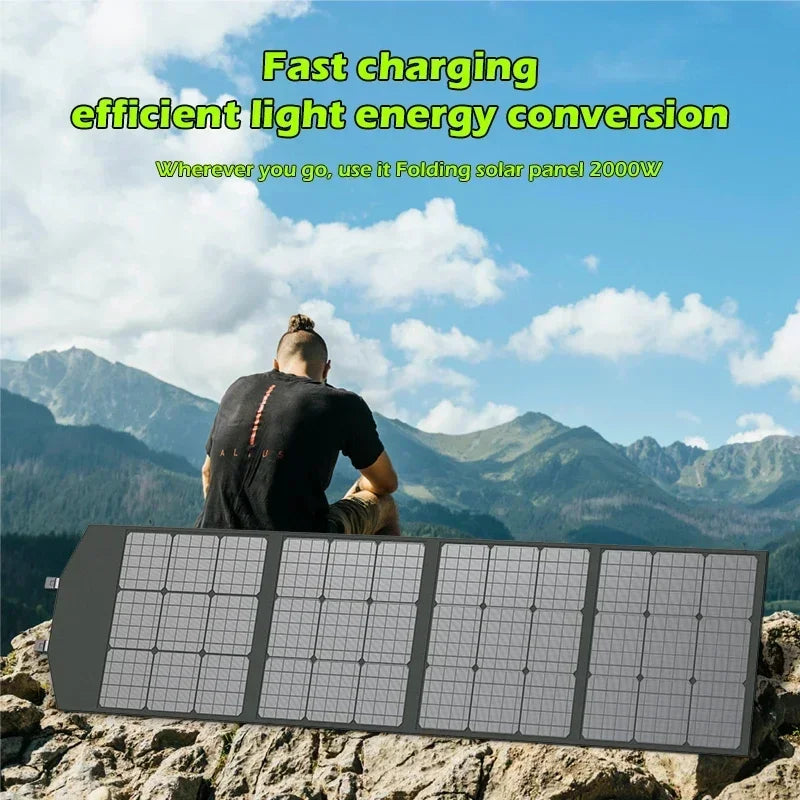 Portable Solar Panel Kit 1500W Foldable High Efficiency 12V Charger for Camping RV Boat Travel and Outdoor Power
